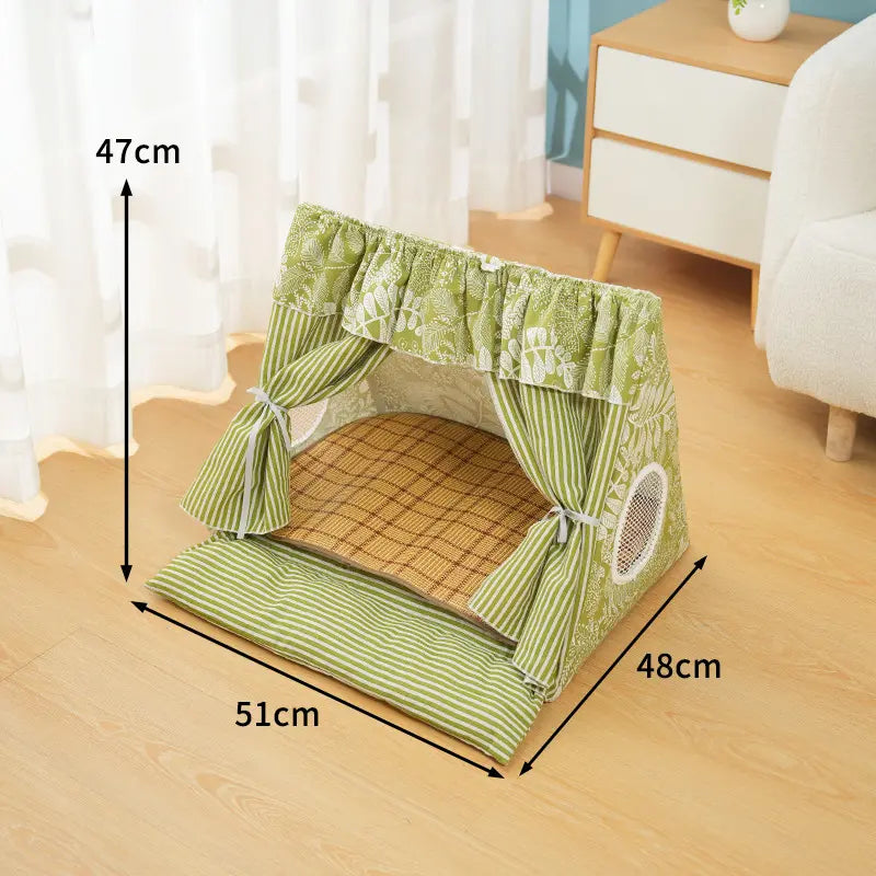 Deluxe Washable Semi-Enclosed Cat and Dog Tent Bed - Plush Cozy Cave for All Seasons